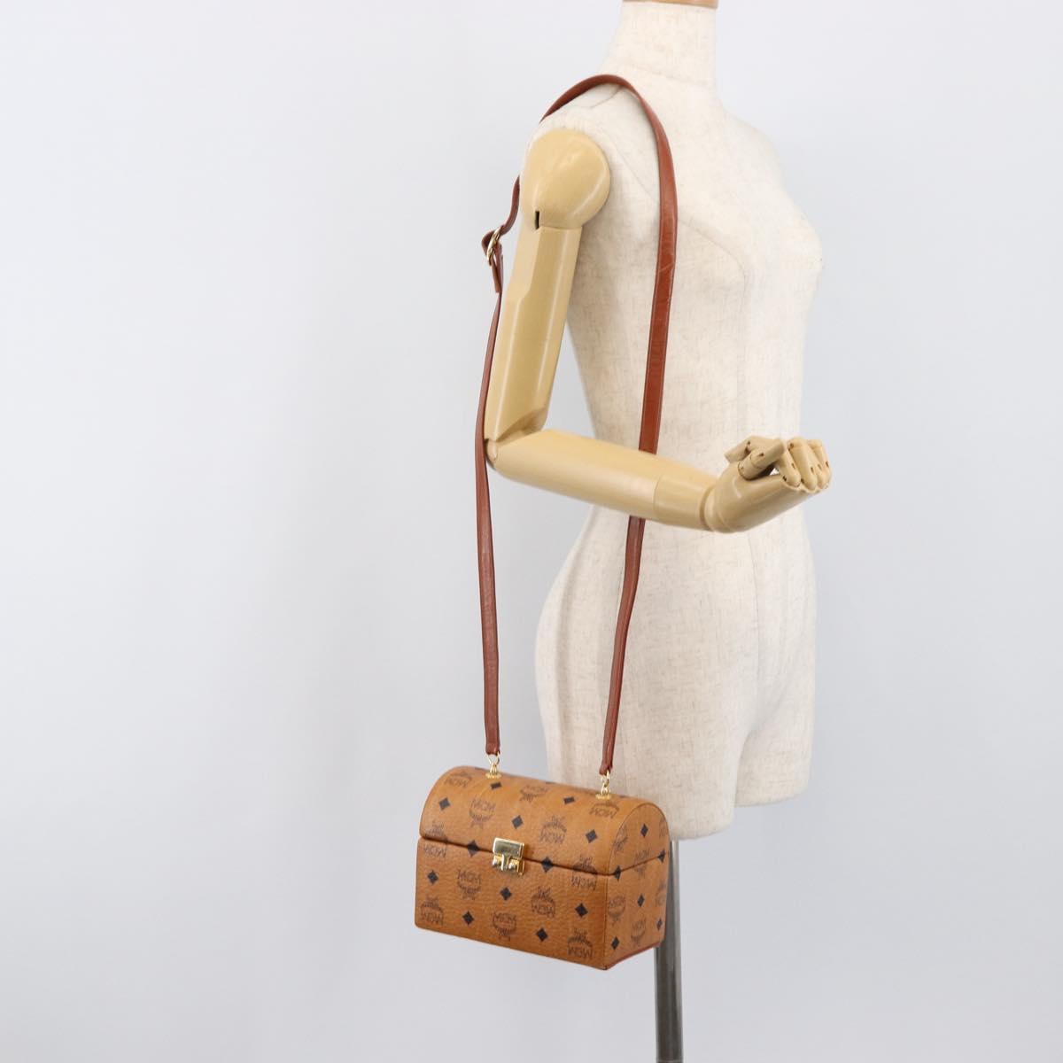 MCM Logogram Vicetos Shoulder Bag PVC Leather 2way Brown Gold Auth 124762A