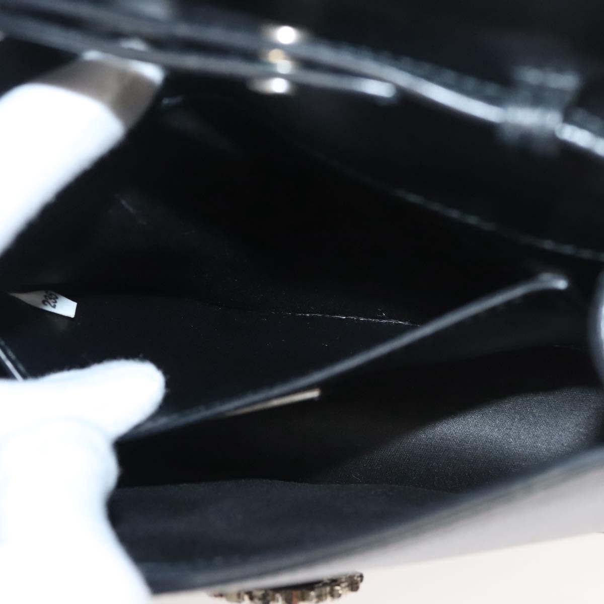 Miu Miu Chain Shoulder Bag Leather Black Silver Auth 124763