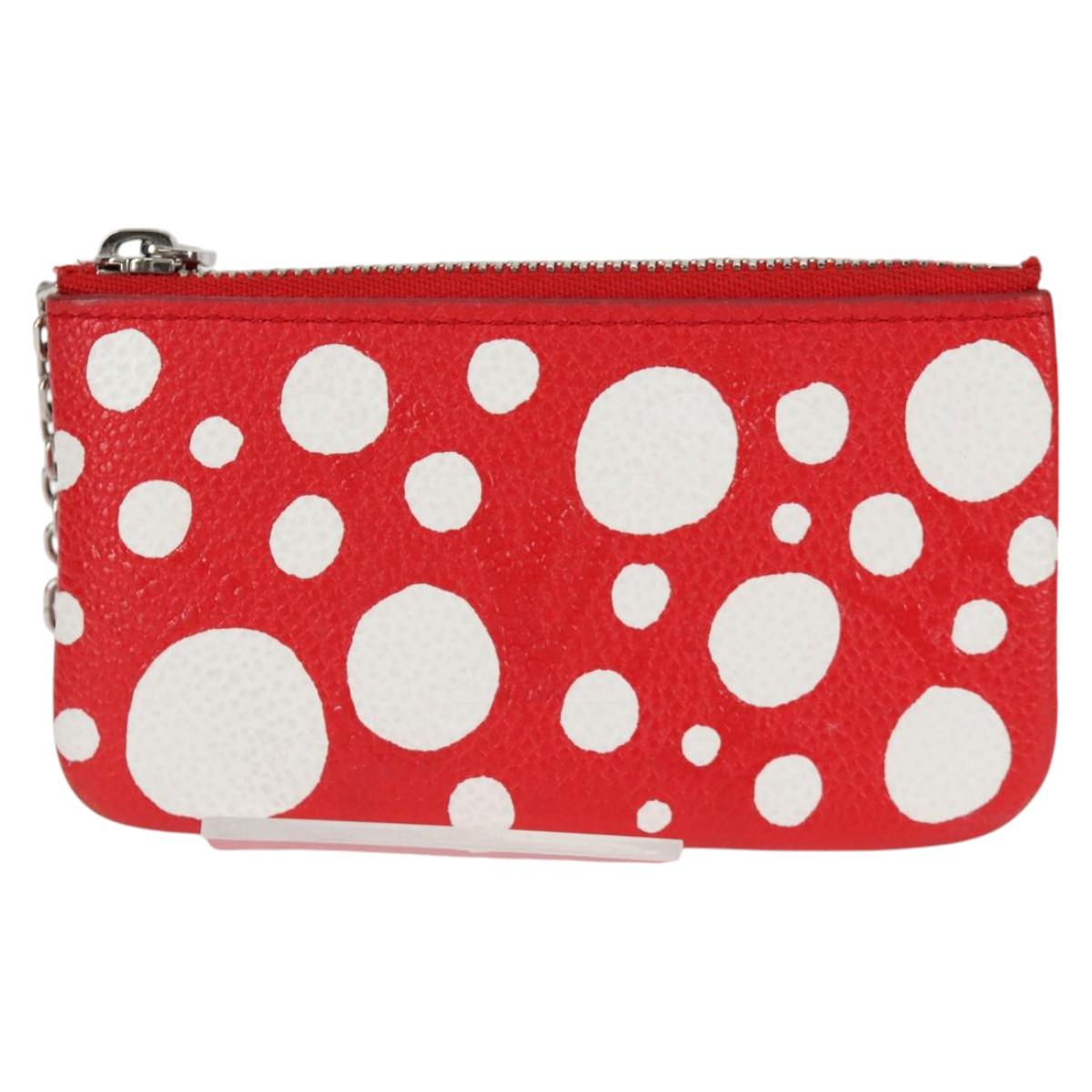 LOUIS VUITTON Yayoi Kusama Pochette Cles Coin Purse Red M81957 LV Auth 124768M