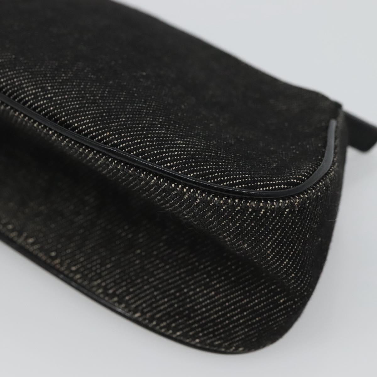 Christian Dior Accessory Pouch Canvas Black Silver Auth 124775