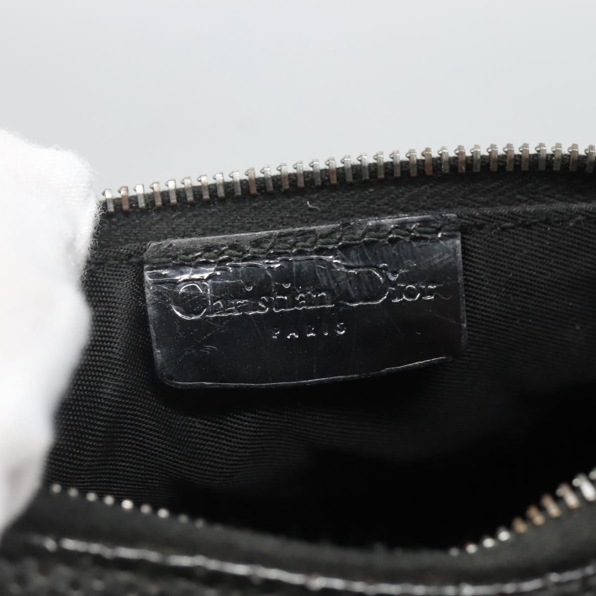 Christian Dior Accessory Pouch Canvas Black Silver Auth 124775