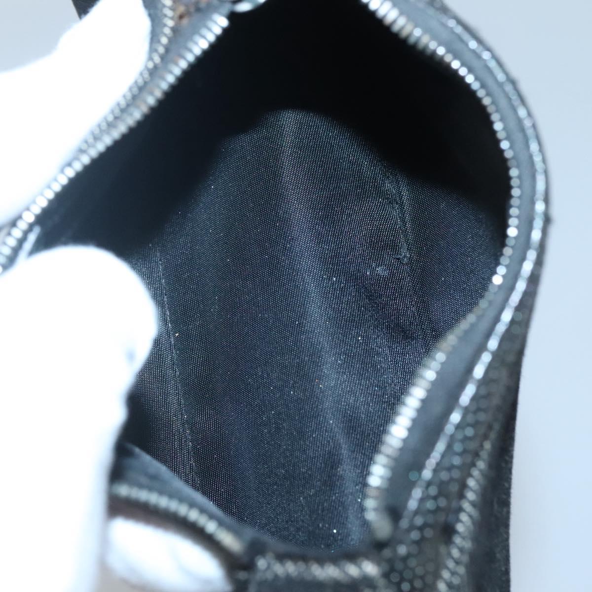 Christian Dior Accessory Pouch Canvas Black Silver Auth 124775