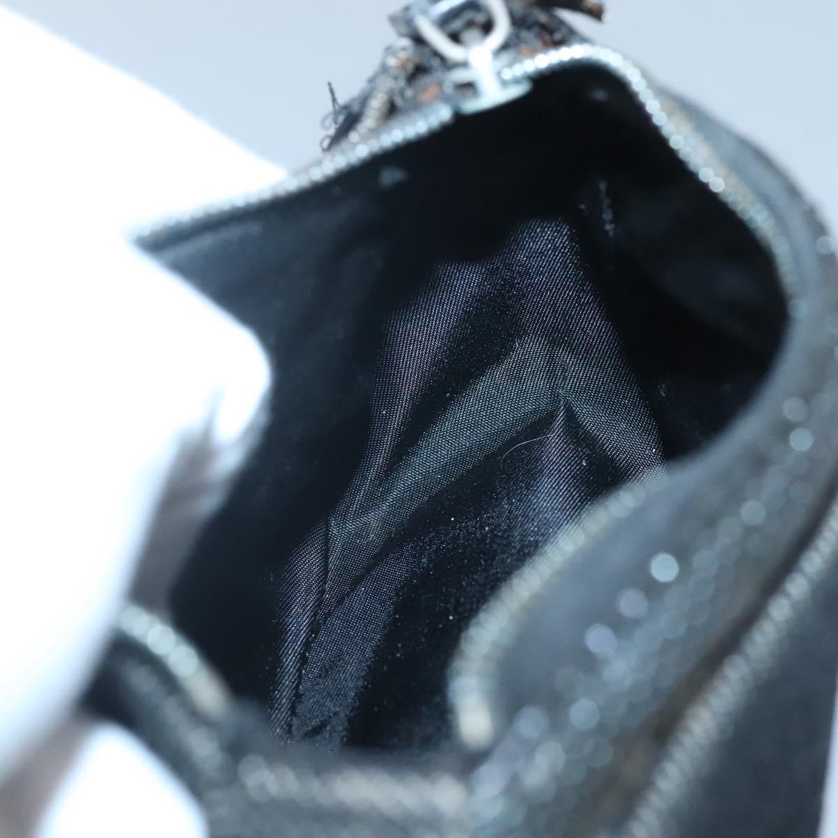 Christian Dior Accessory Pouch Canvas Black Silver Auth 124775
