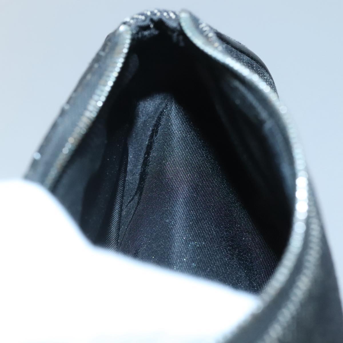 Christian Dior Accessory Pouch Canvas Black Silver Auth 124775