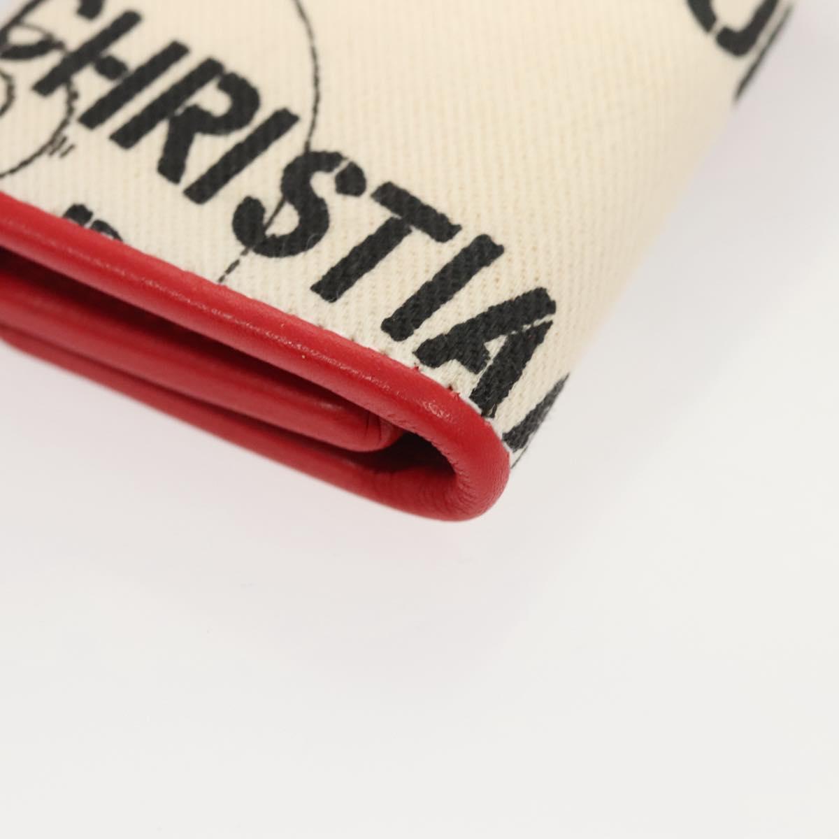 Christian Dior Hardcore Key Case Canvas White Red Auth 124776