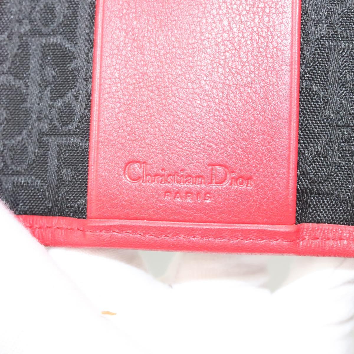Christian Dior Hardcore Key Case Canvas White Red Auth 124776