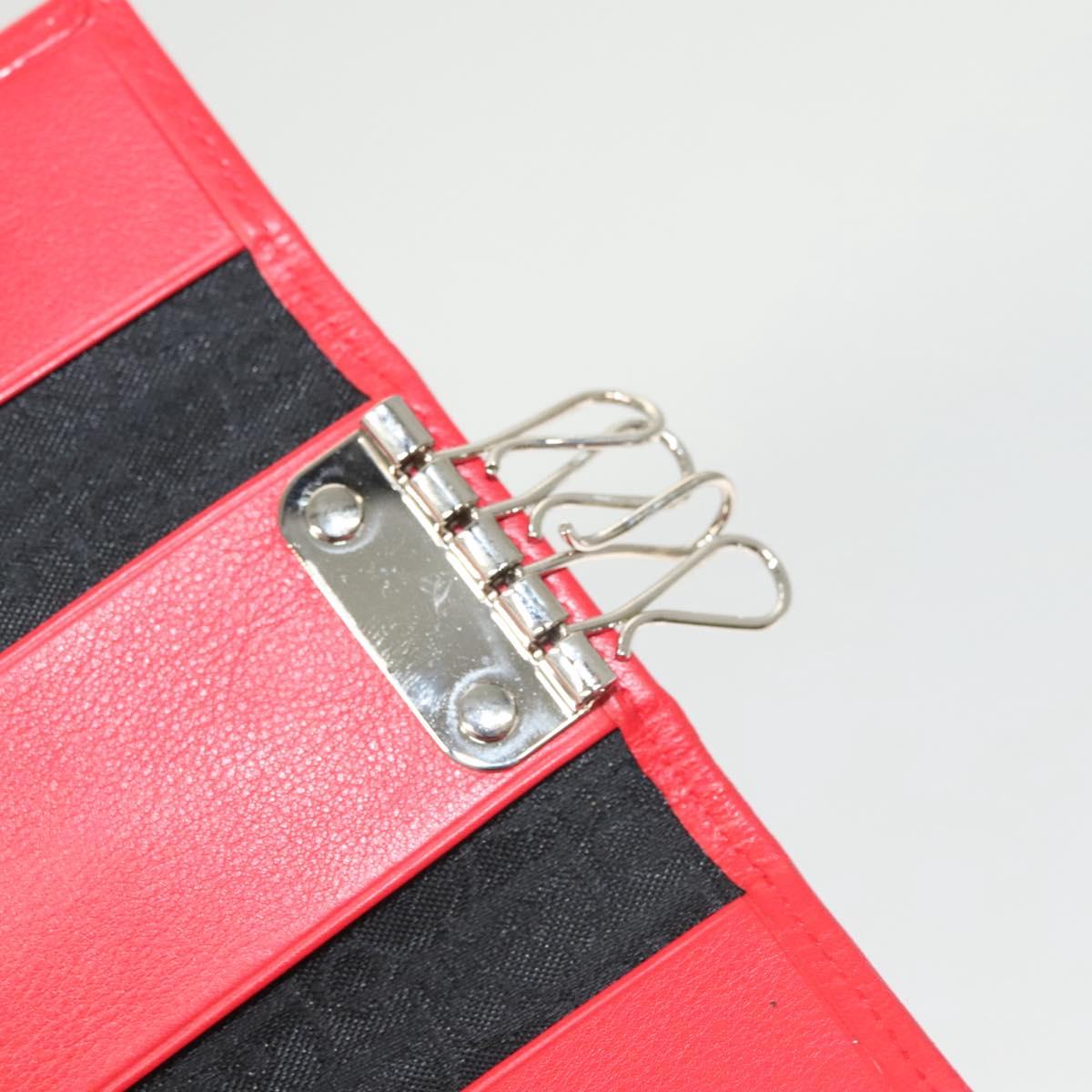 Christian Dior Hardcore Key Case Canvas White Red Auth 124776