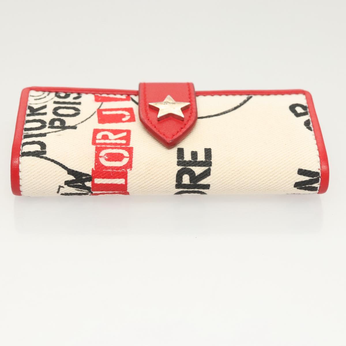 Christian Dior Hardcore Key Case Canvas White Red Auth 124776