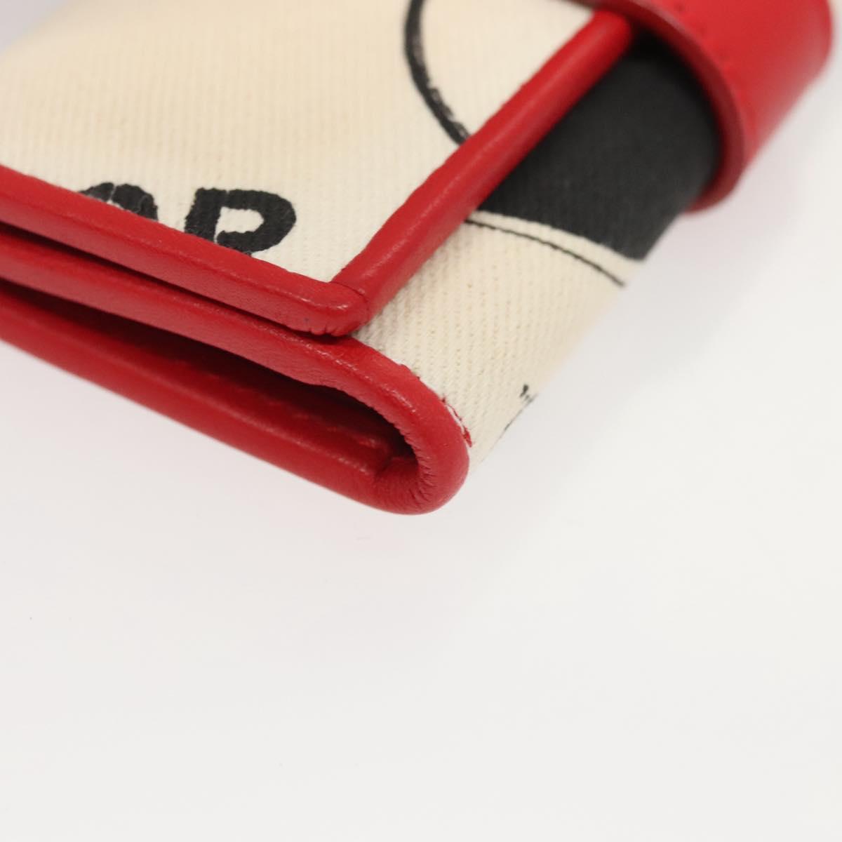 Christian Dior Hardcore Key Case Canvas White Red Auth 124776