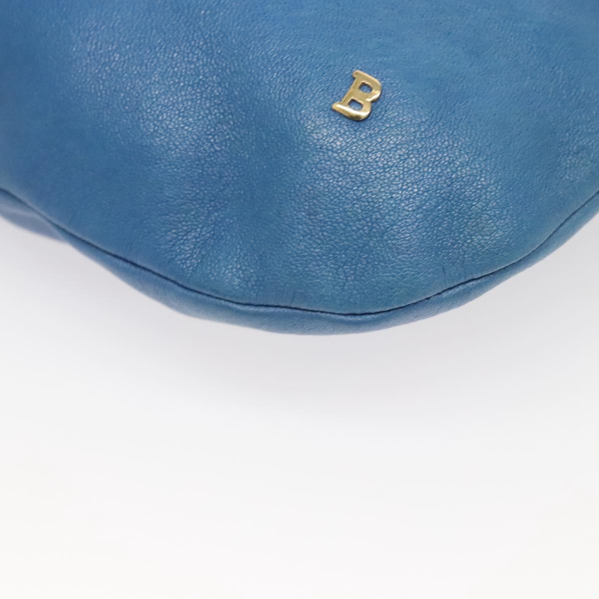 BALLY Shoulder Bag Leather Blue Gold Auth 124787