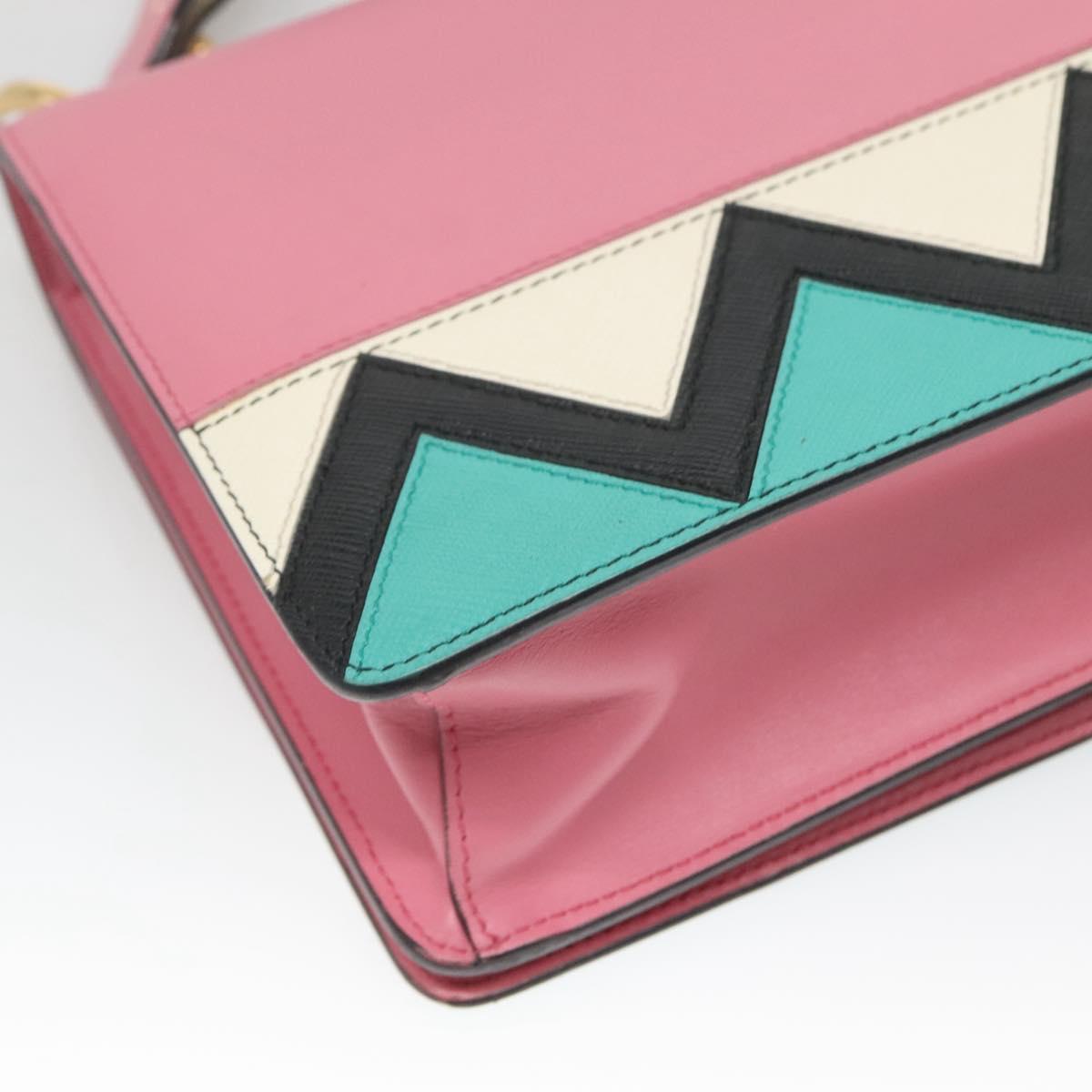 PRADA Shoulder Bag Leather Pink Gold Auth 124811