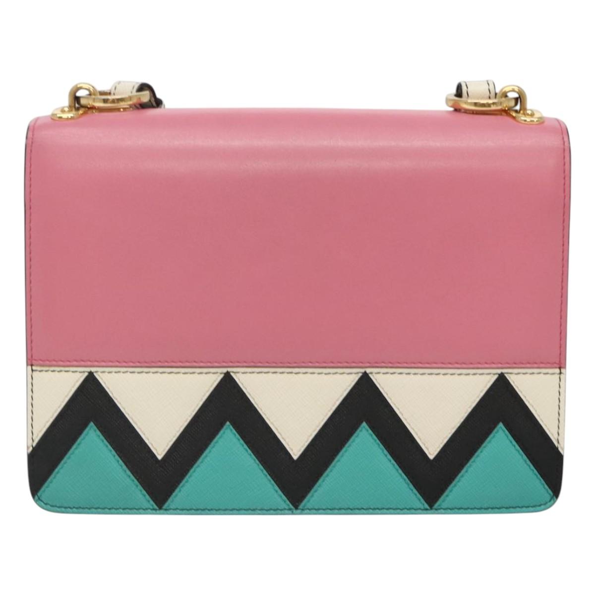 PRADA Shoulder Bag Leather Pink Gold Auth 124811