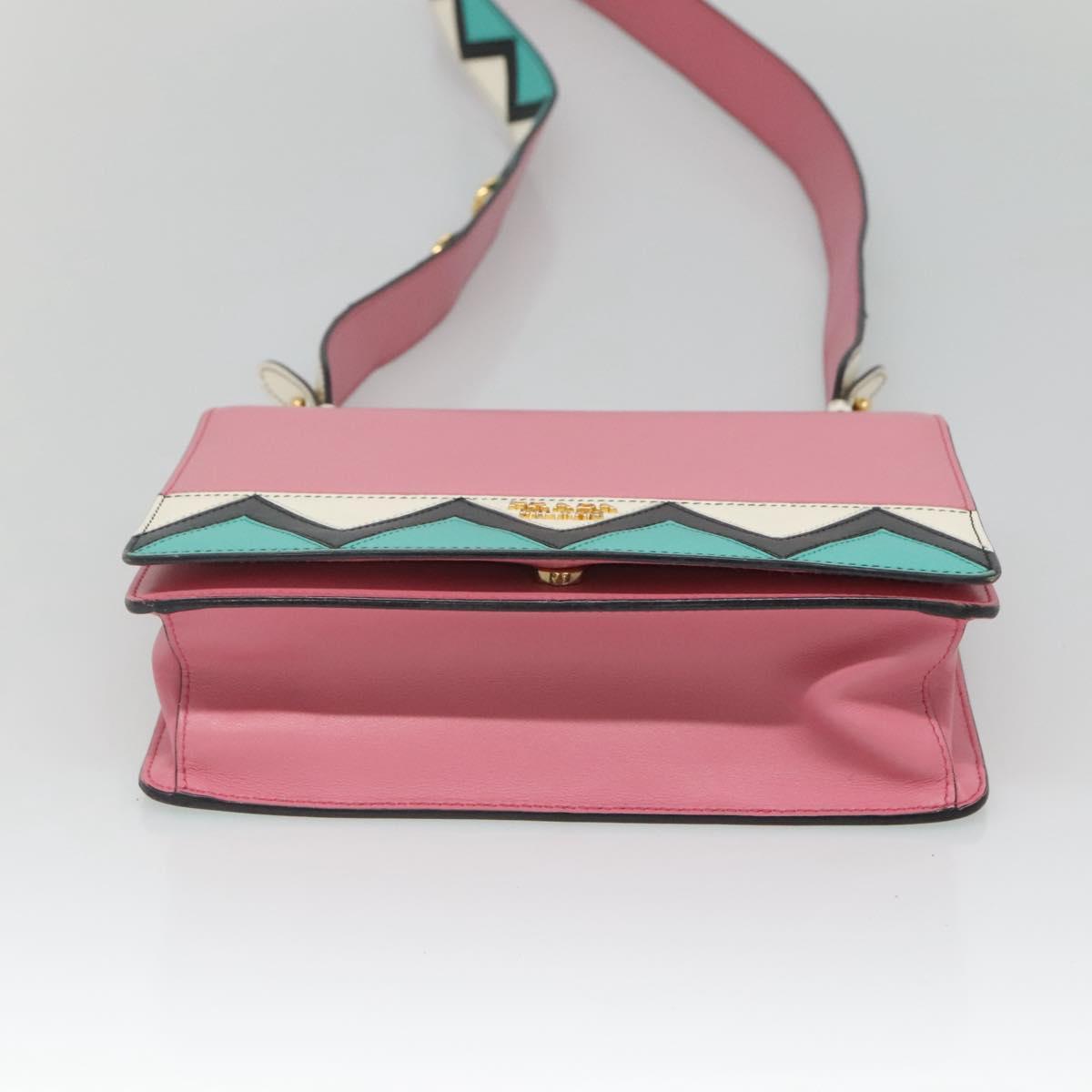 PRADA Shoulder Bag Leather Pink Gold Auth 124811