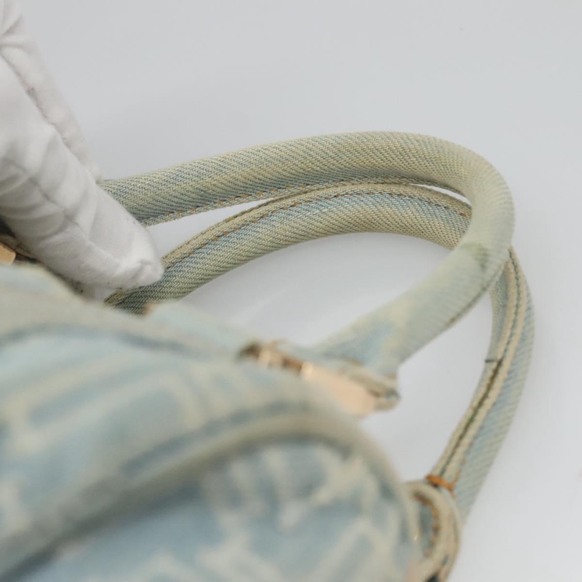 FENDI Zucca Canvas Hand Bag Light Blue Gold Auth 124832