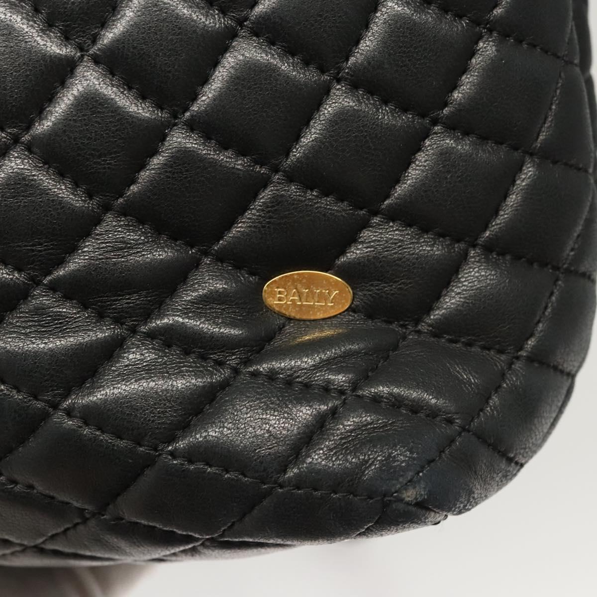 BALLY Shoulder Bag Leather Black Gold Auth 124841