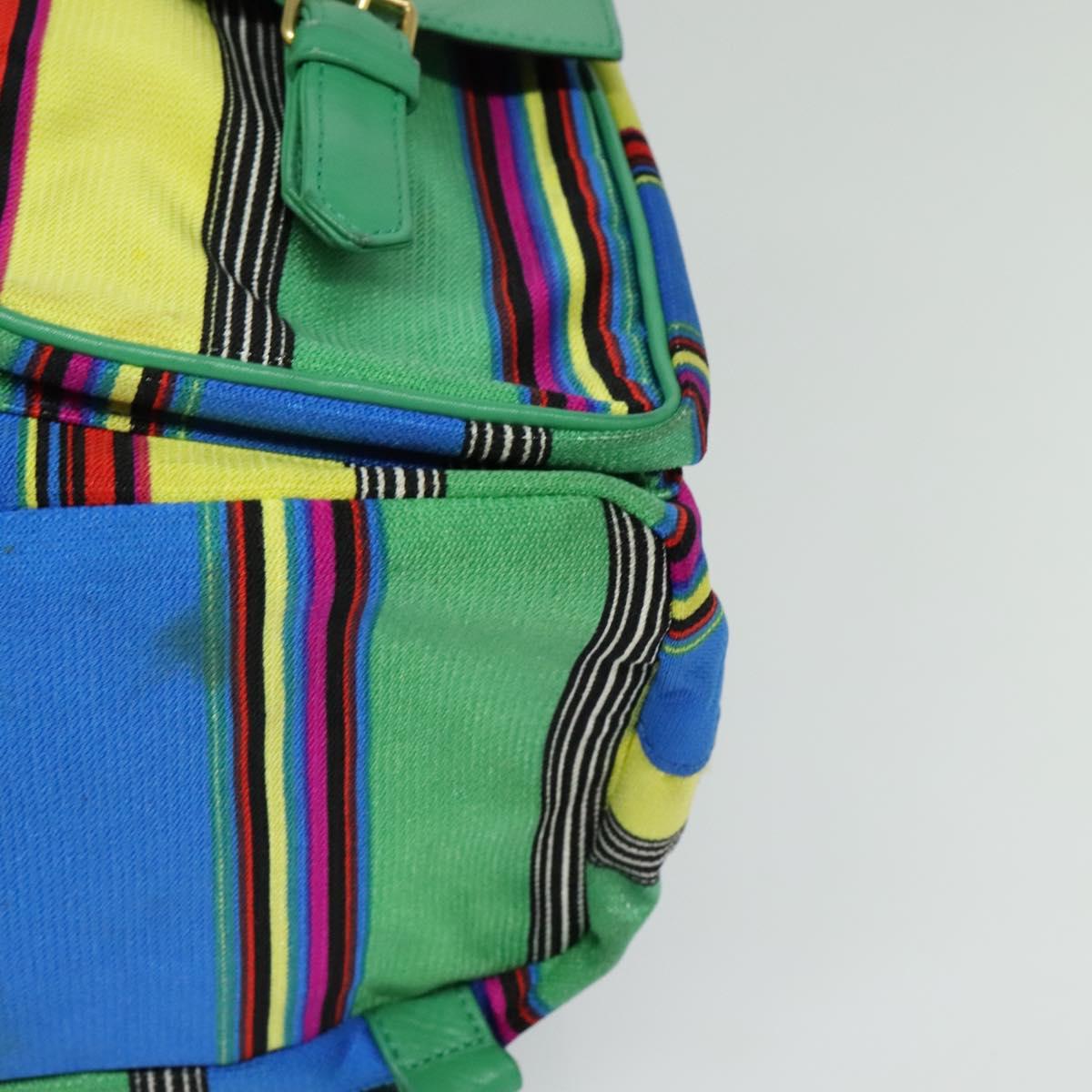 Gianni Versace Backpack Nylon Green Auth 124844