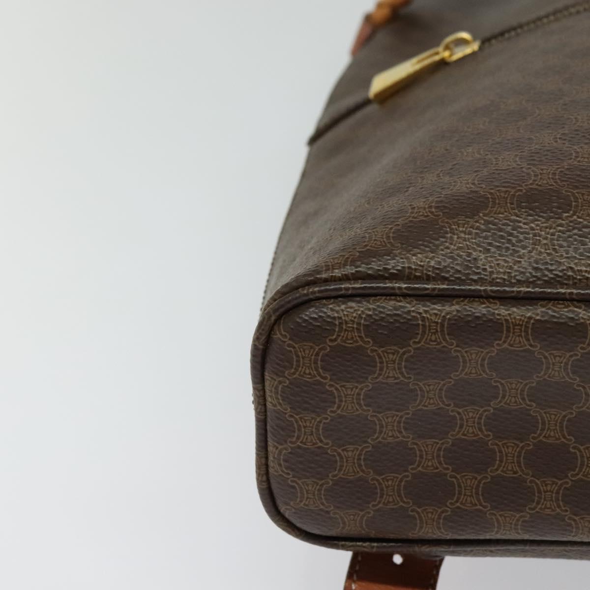 CELINE Macadam Canvas Backpack PVC Leather Brown Gold Auth 124859