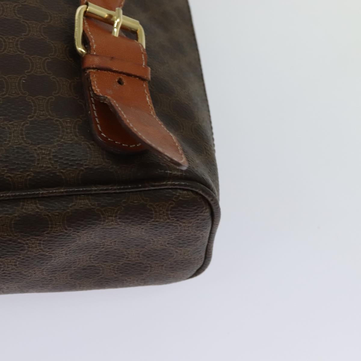 CELINE Macadam Canvas Backpack PVC Leather Brown Gold Auth 124859