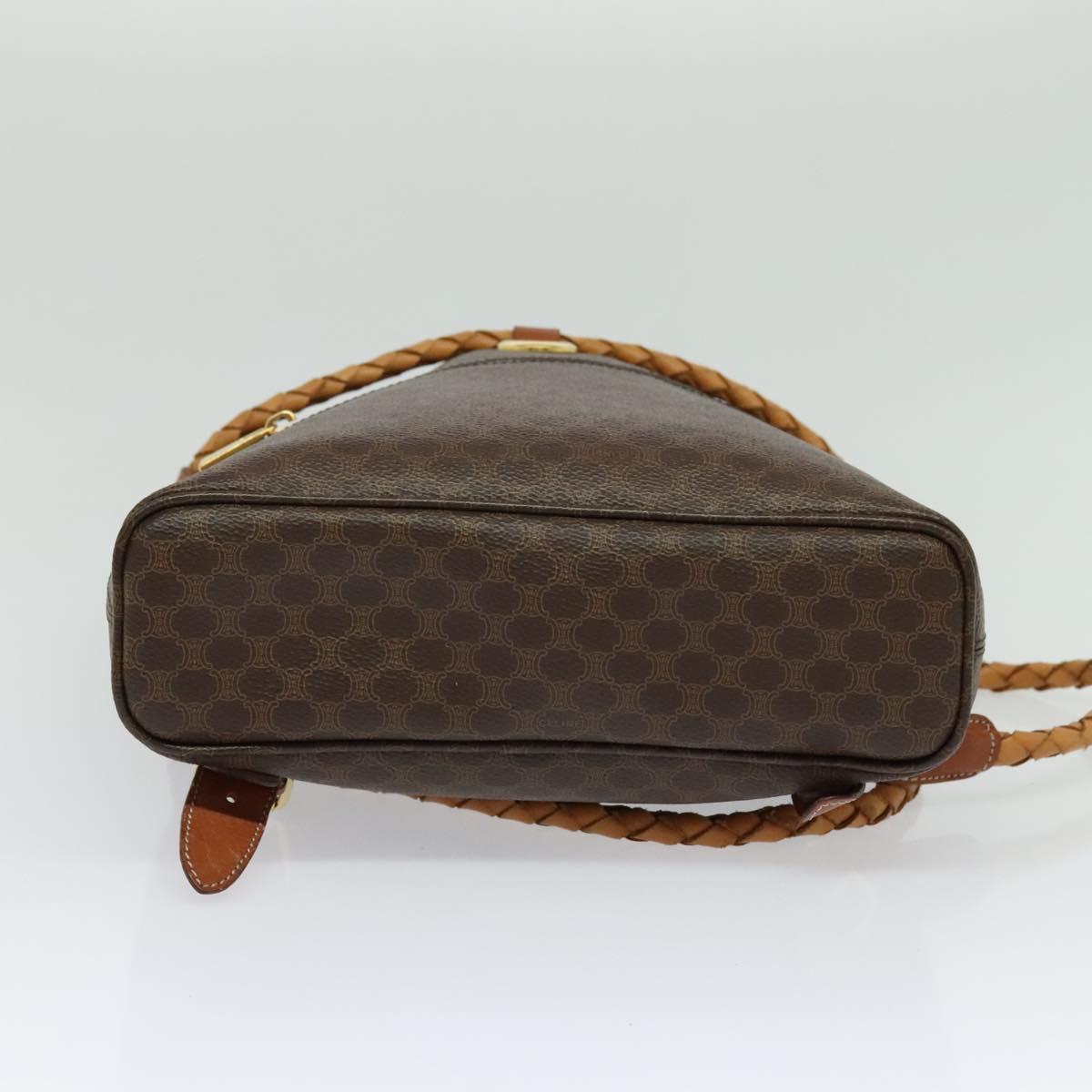 CELINE Macadam Canvas Backpack PVC Leather Brown Gold Auth 124859