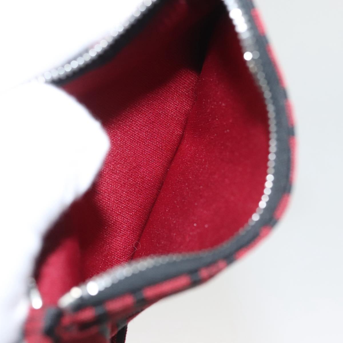 FENDI Zucchino Canvas Hand Bag Red Silver Auth 124864V