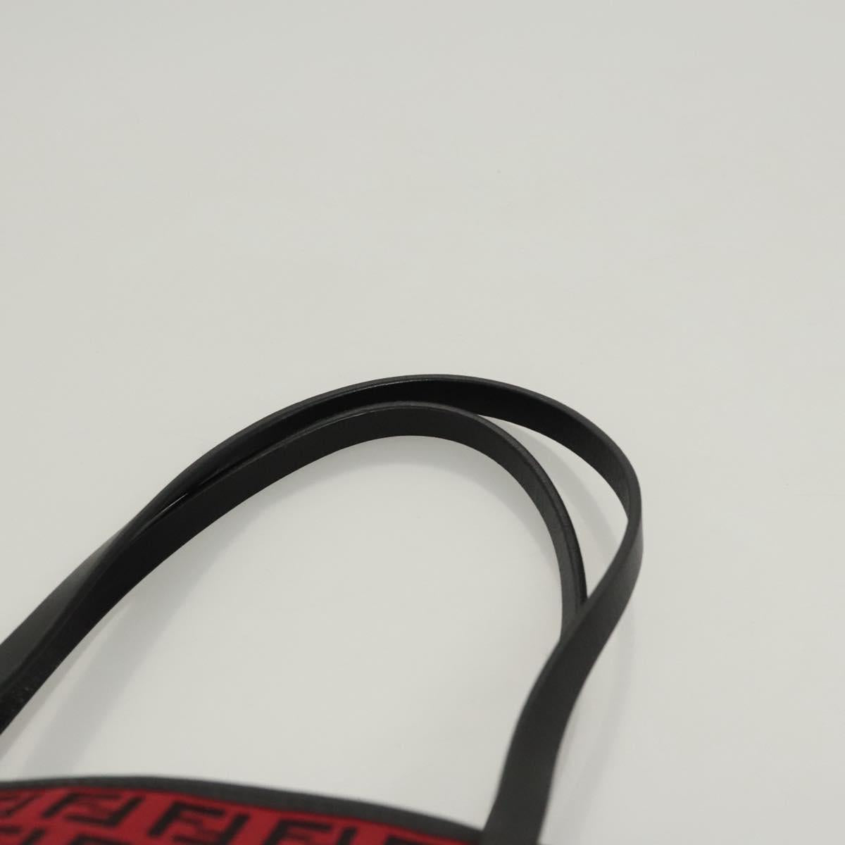 FENDI Zucchino Canvas Hand Bag Red Silver Auth 124864V