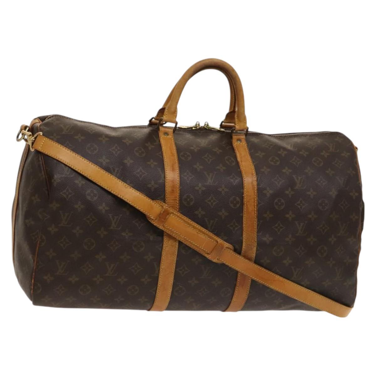 LOUIS VUITTON Monogram Keepall Bandouliere 55 Boston Bag M41414 LV Auth 124872