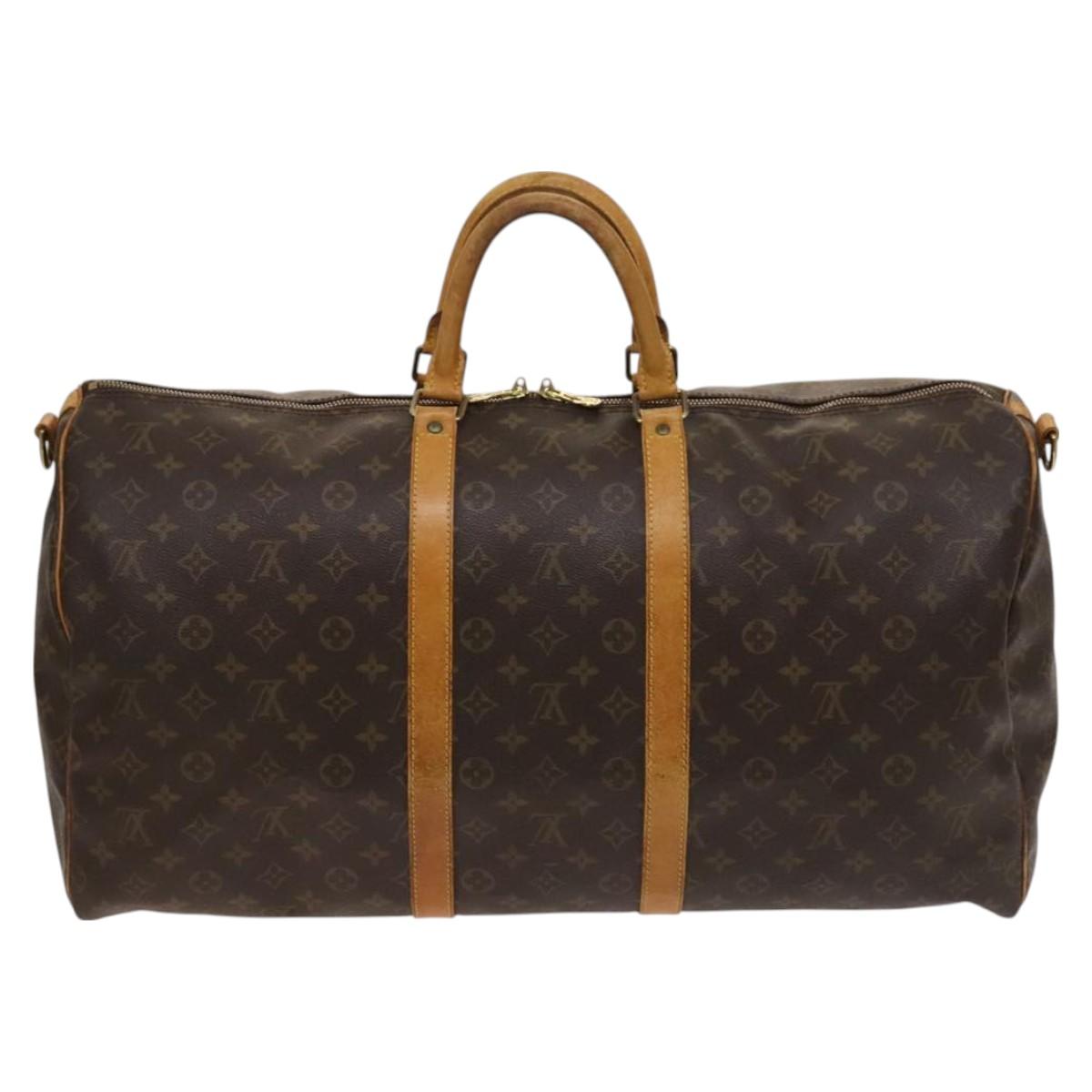 LOUIS VUITTON Monogram Keepall Bandouliere 55 Boston Bag M41414 LV Auth 124872