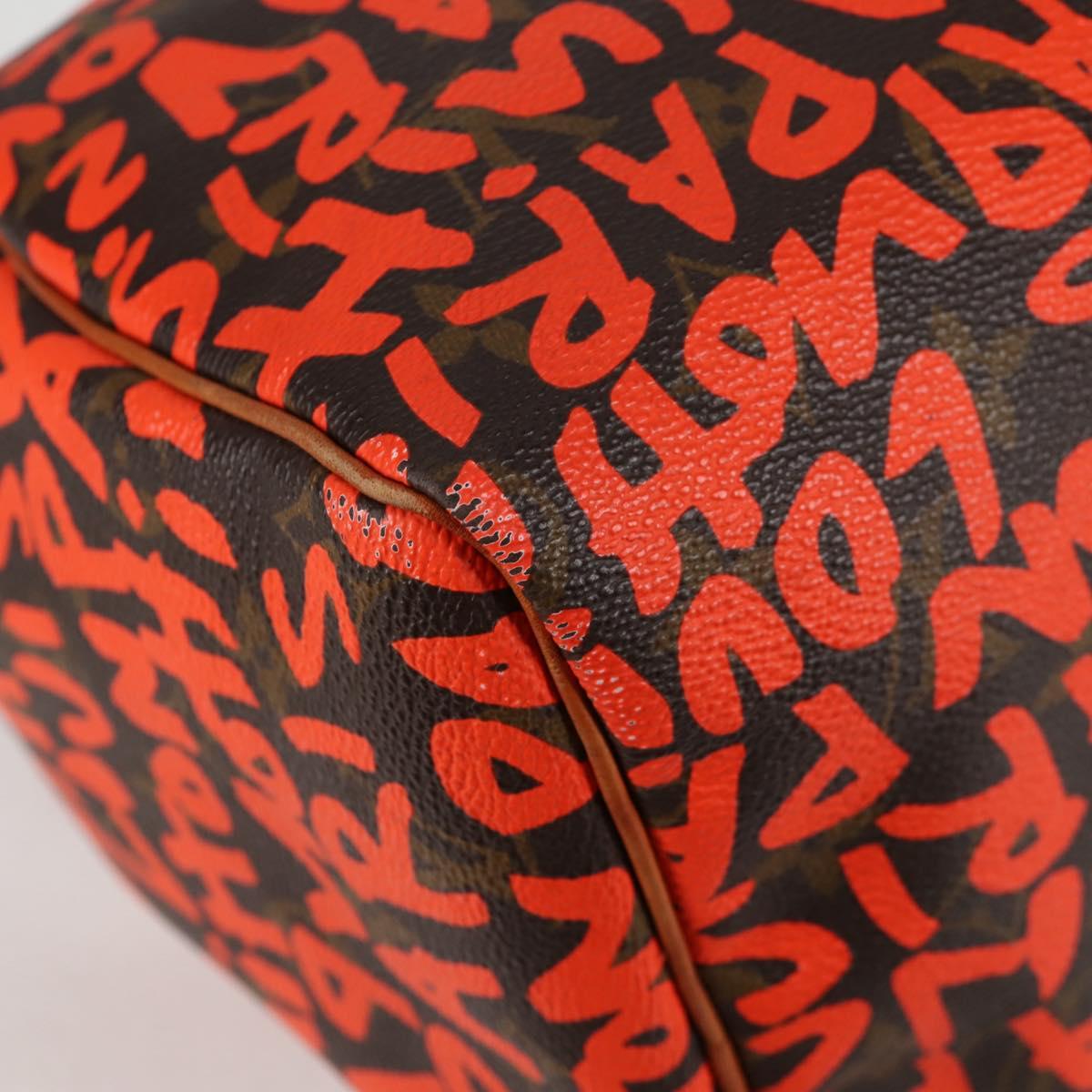 LOUIS VUITTON Monogram Graffiti Speedy 30 Hand Bag Orange M93705 Auth 124885AV
