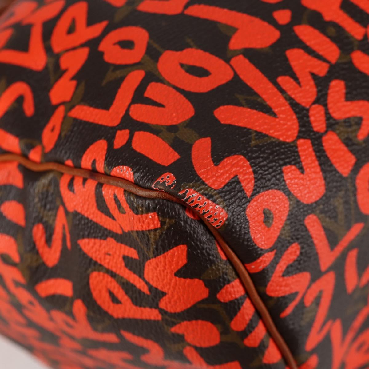 LOUIS VUITTON Monogram Graffiti Speedy 30 Hand Bag Orange M93705 Auth 124885V