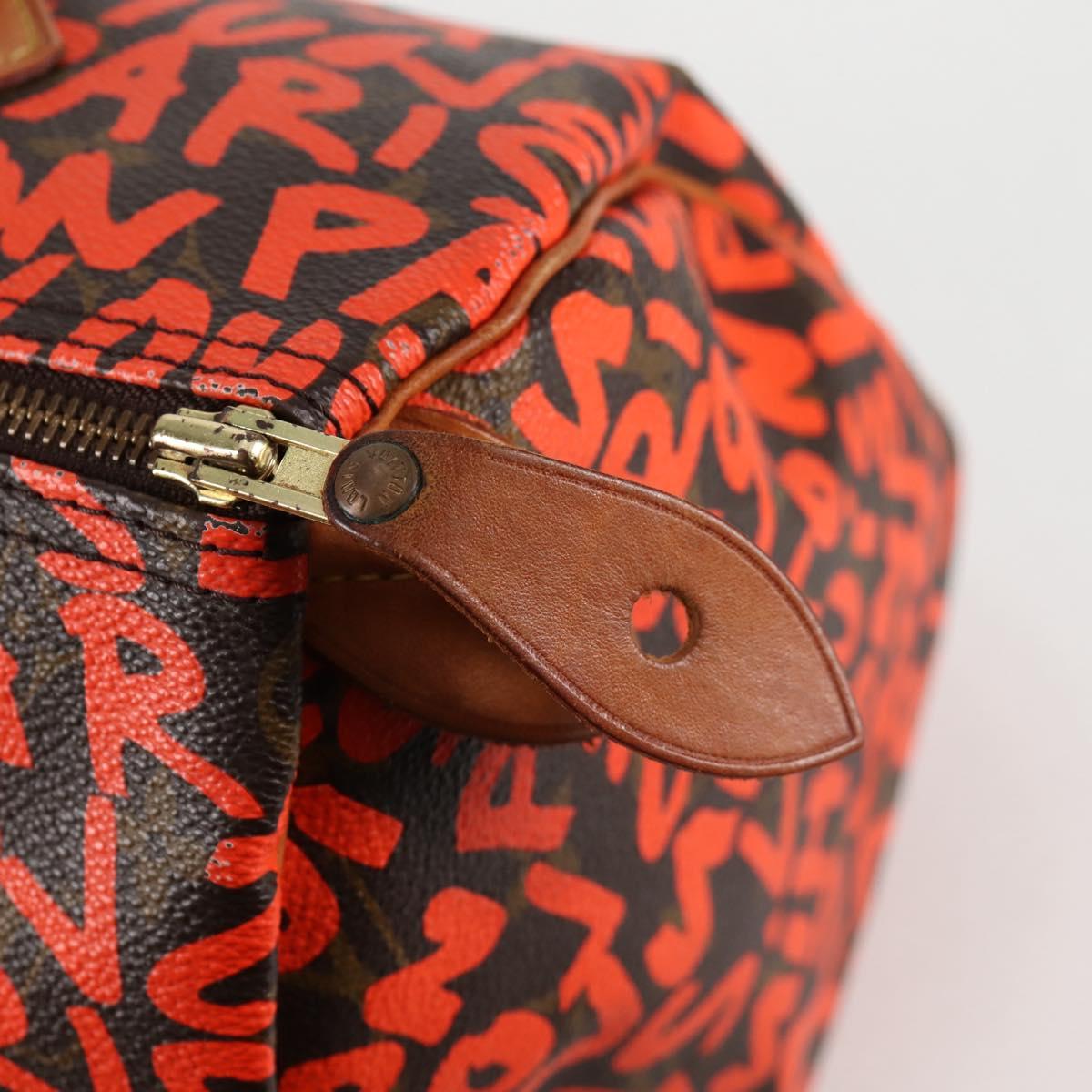 LOUIS VUITTON Monogram Graffiti Speedy 30 Hand Bag Orange M93705 Auth 124885V