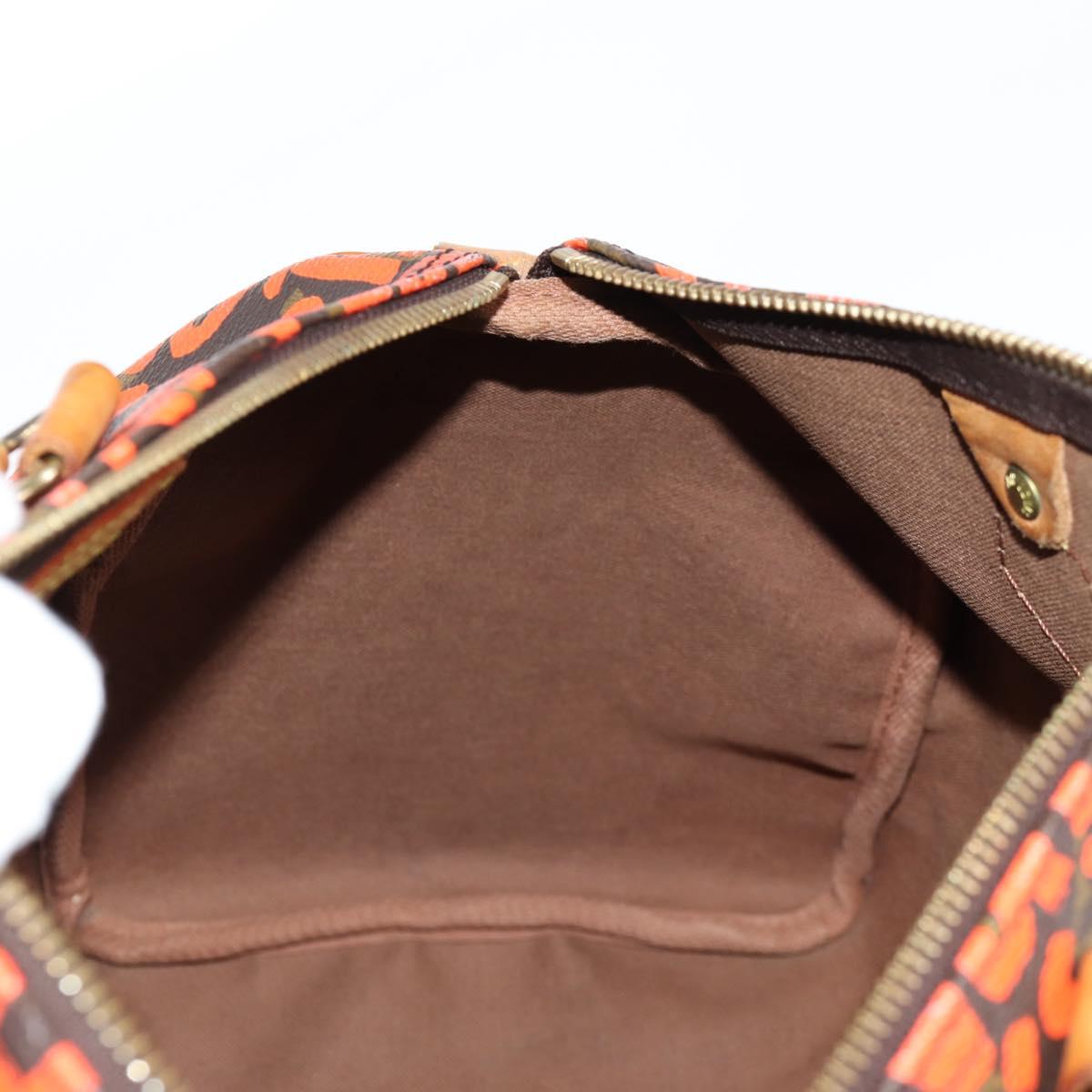 LOUIS VUITTON Monogram Graffiti Speedy 30 Hand Bag Orange M93705 Auth 124885AV