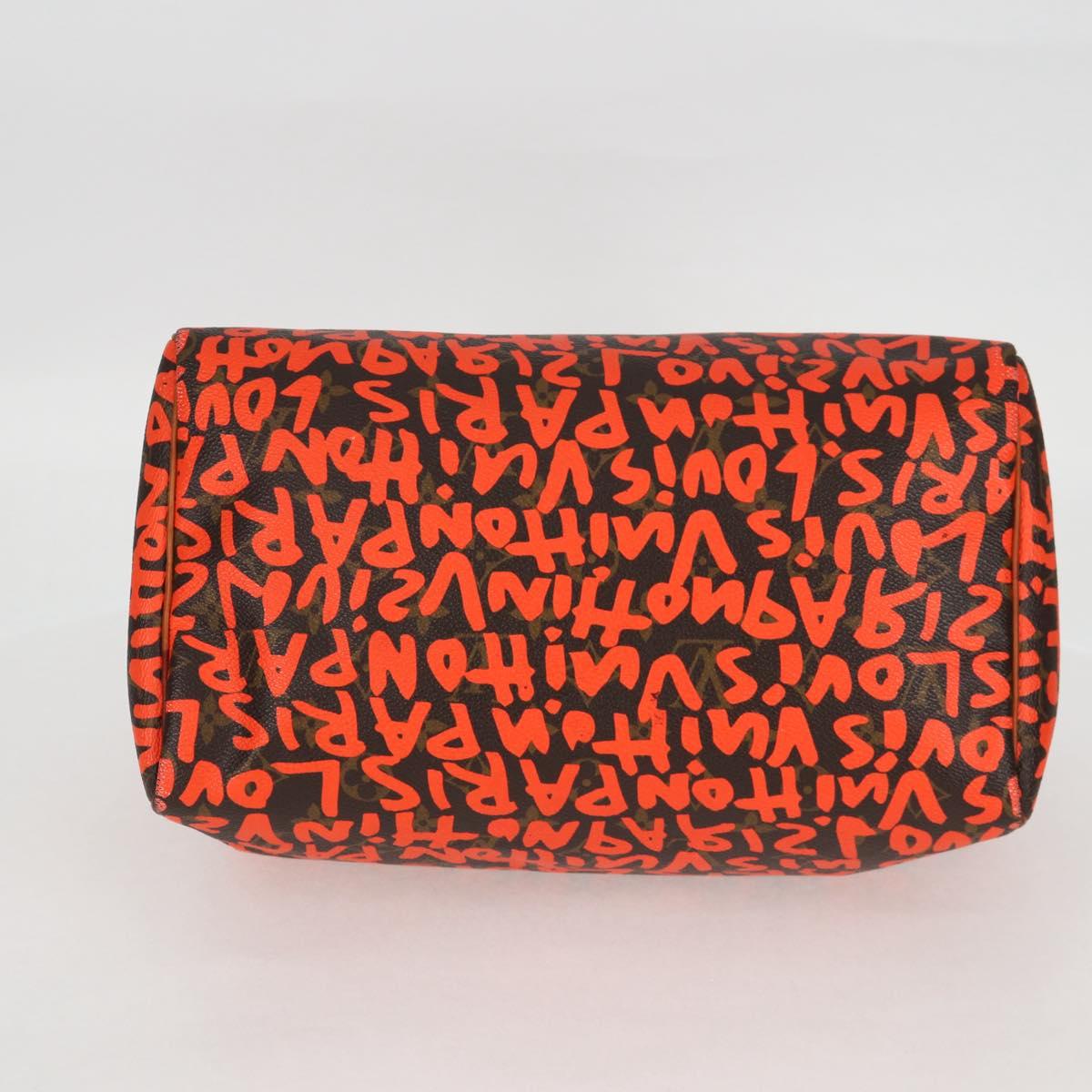 LOUIS VUITTON Monogram Graffiti Speedy 30 Hand Bag Orange M93705 Auth 124885V