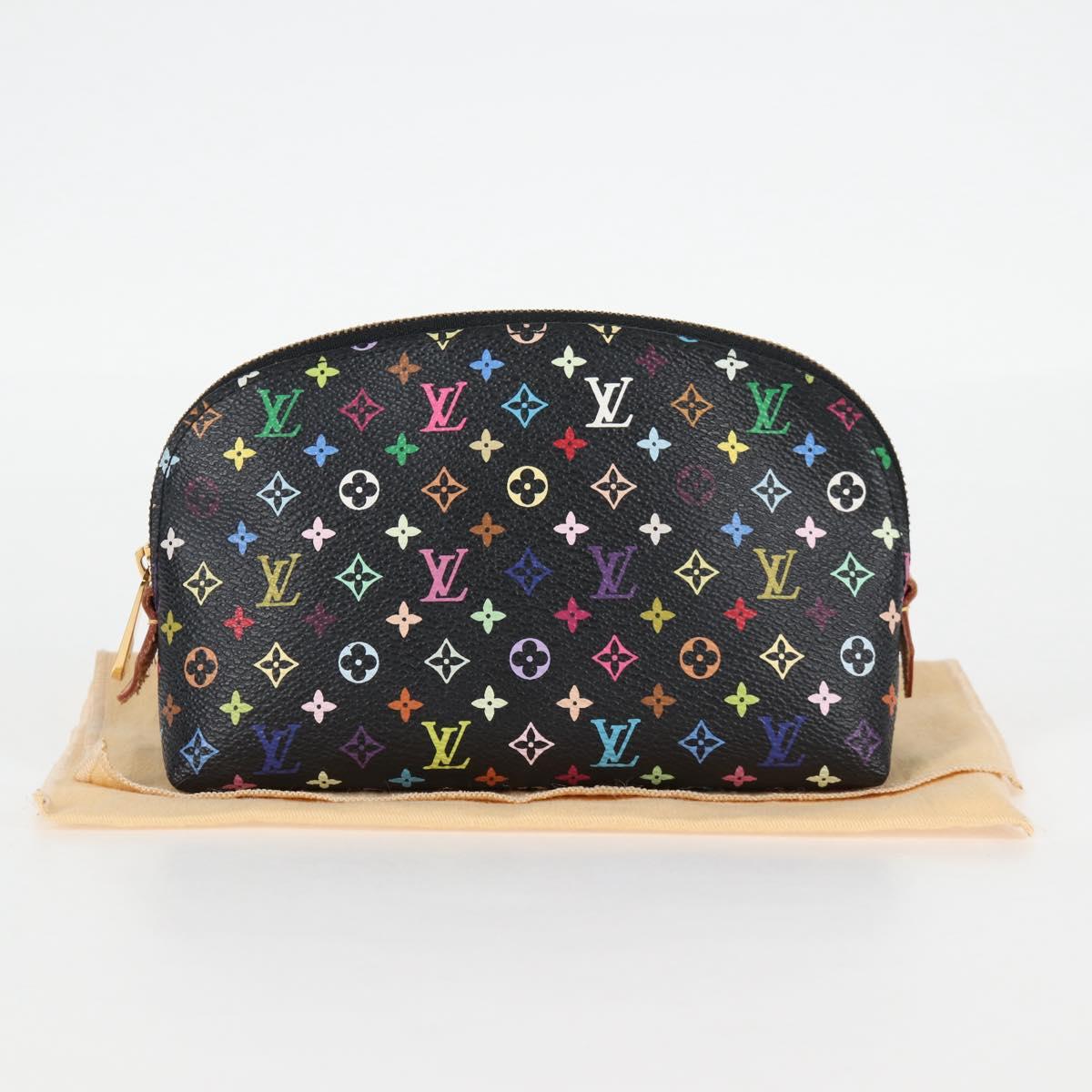 LOUIS VUITTON Multicolor Pochette Cosmetic Pouch Black M47355 Auth 124893V