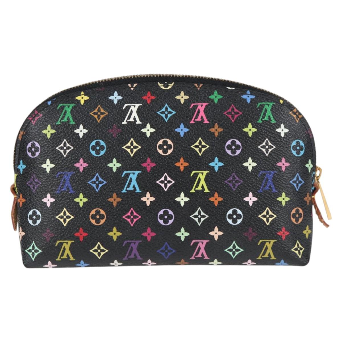 LOUIS VUITTON Multicolor Pochette Cosmetic Pouch Black M47355 Auth 124893V