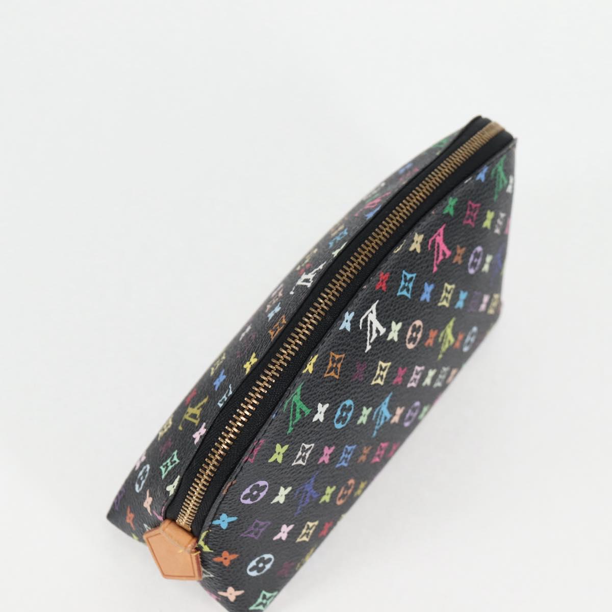 LOUIS VUITTON Multicolor Pochette Cosmetic Pouch Black M47355 Auth 124893V