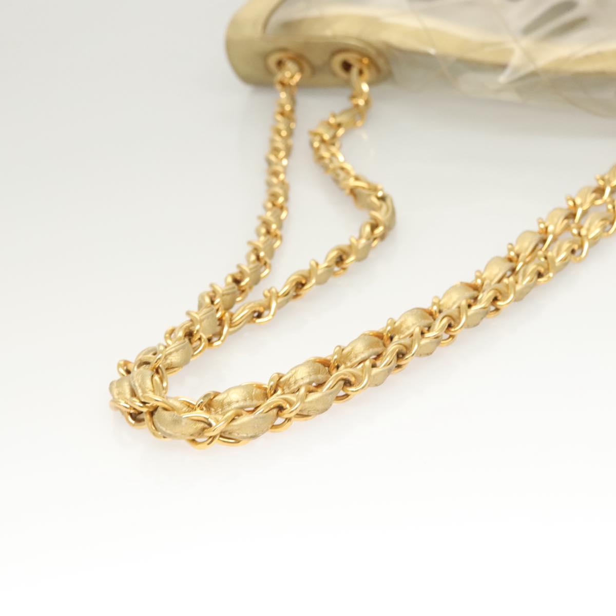 CHANEL Matelasse Chain Shoulder Bag Vinyl Clear Gold CC Auth 124906