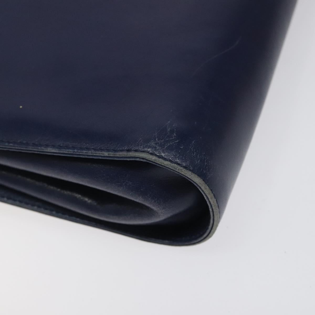 Salvatore Ferragamo Gancini Shoulder Bag Leather Blue Gold Auth 124976