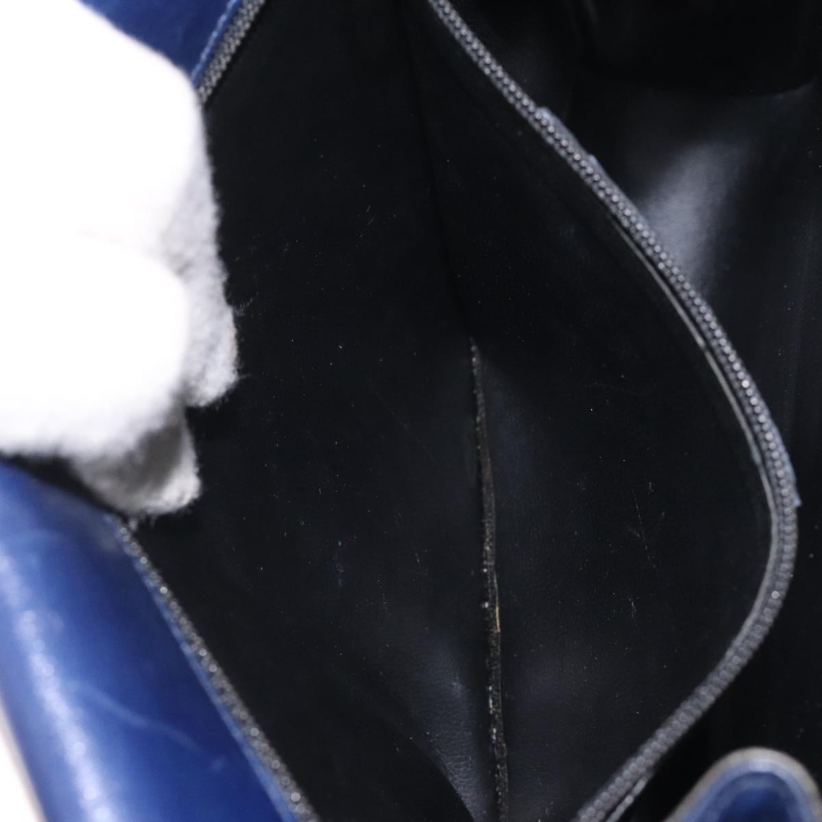 Salvatore Ferragamo Gancini Shoulder Bag Leather Blue Gold Auth 124976