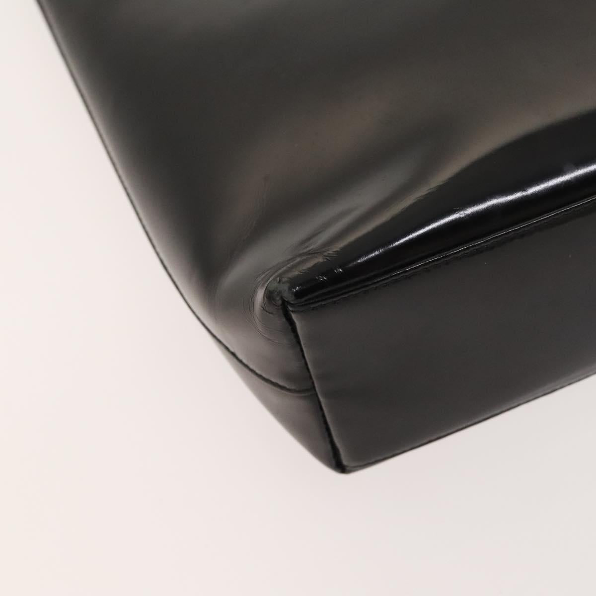 GUCCI Hand Bag Patent leather Black Gold 000 2058 0558 0 Auth 124983