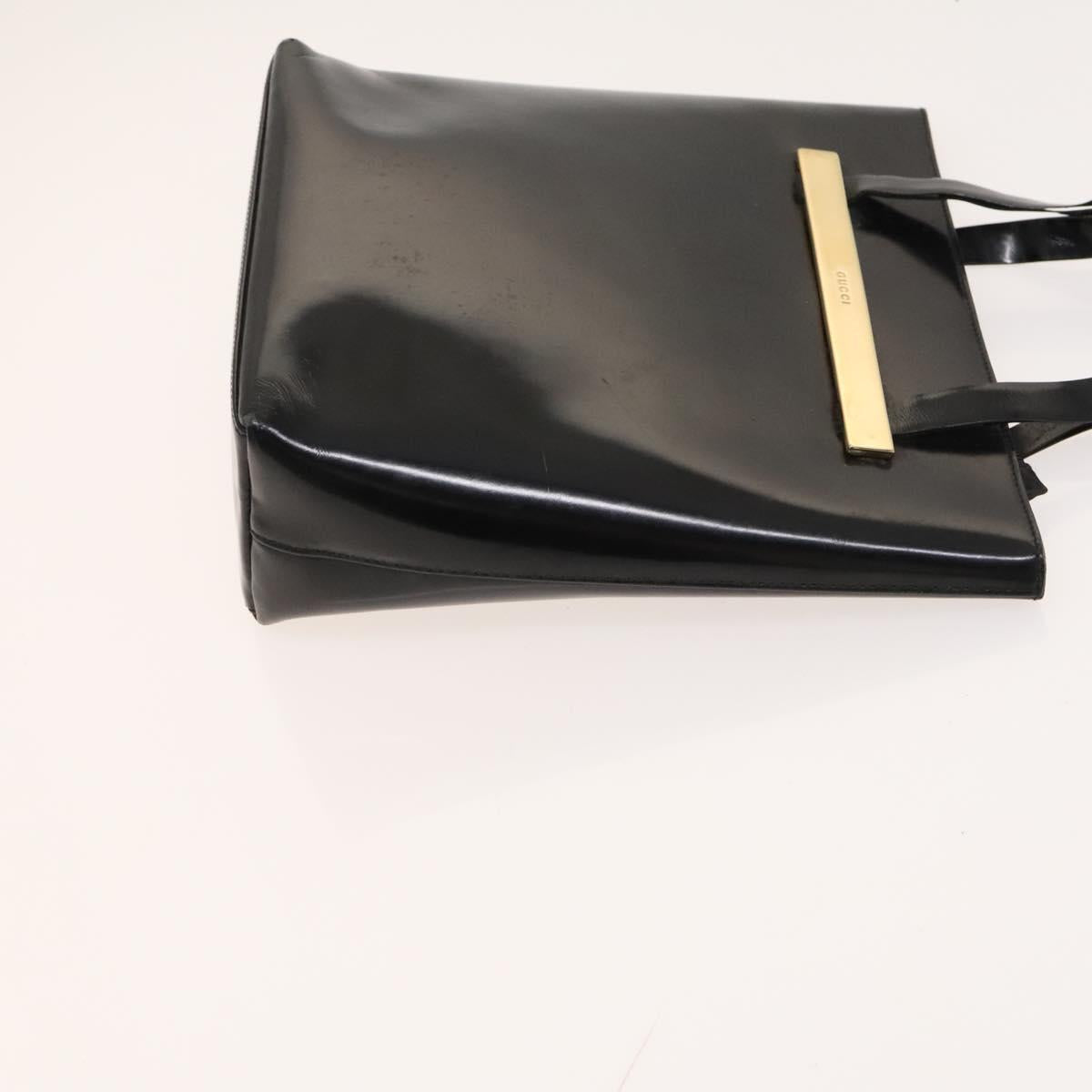 GUCCI Hand Bag Patent leather Black Gold 000 2058 0558 0 Auth 124983