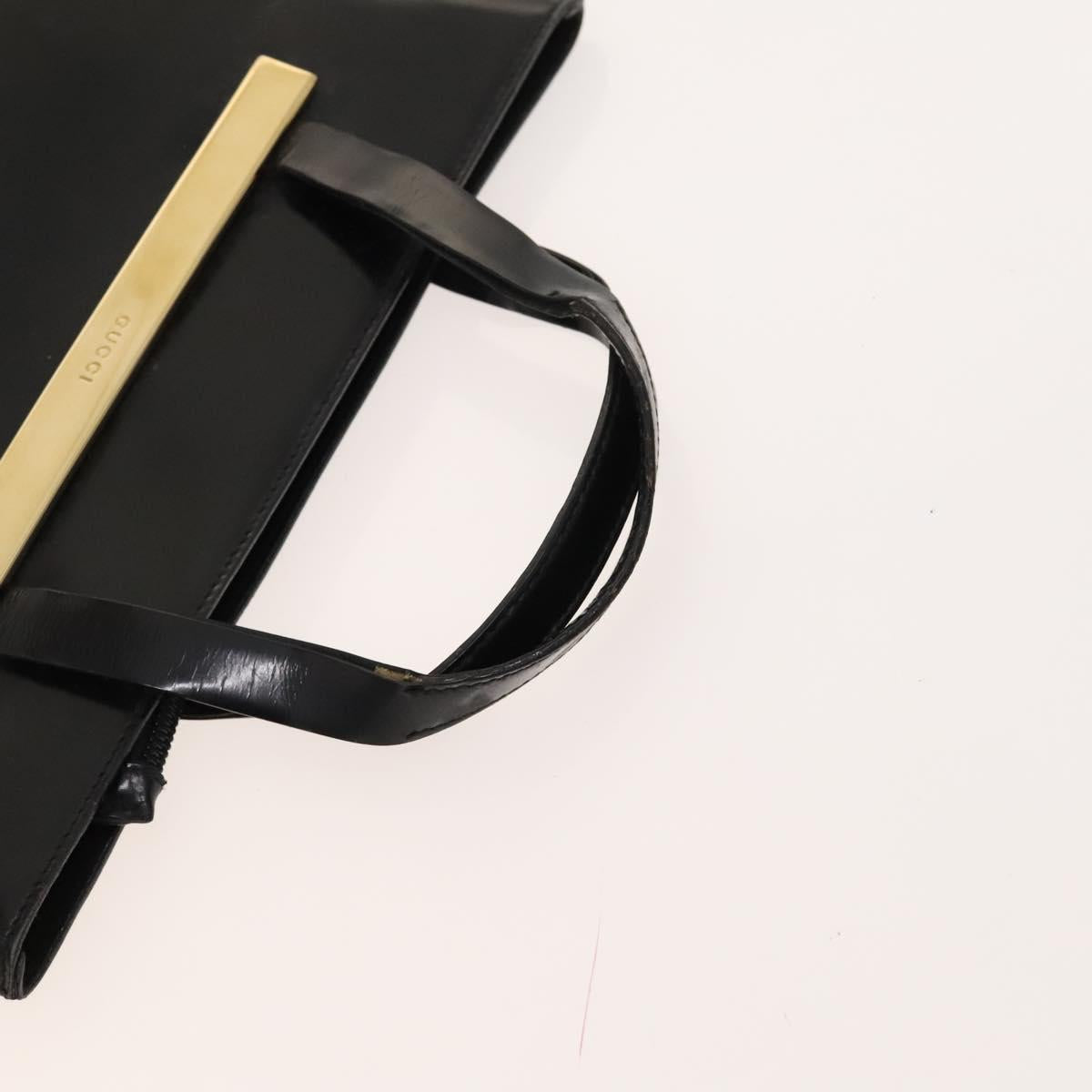 GUCCI Hand Bag Patent leather Black Gold 000 2058 0558 0 Auth 124983