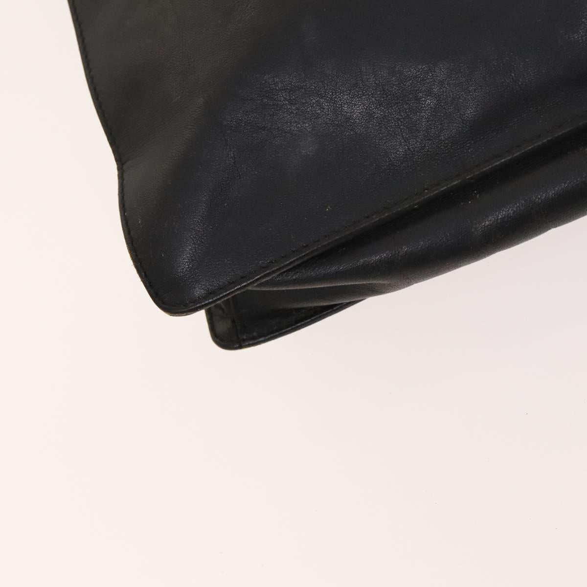 GUCCI Shoulder Bag Leather Black Gold Auth 124984