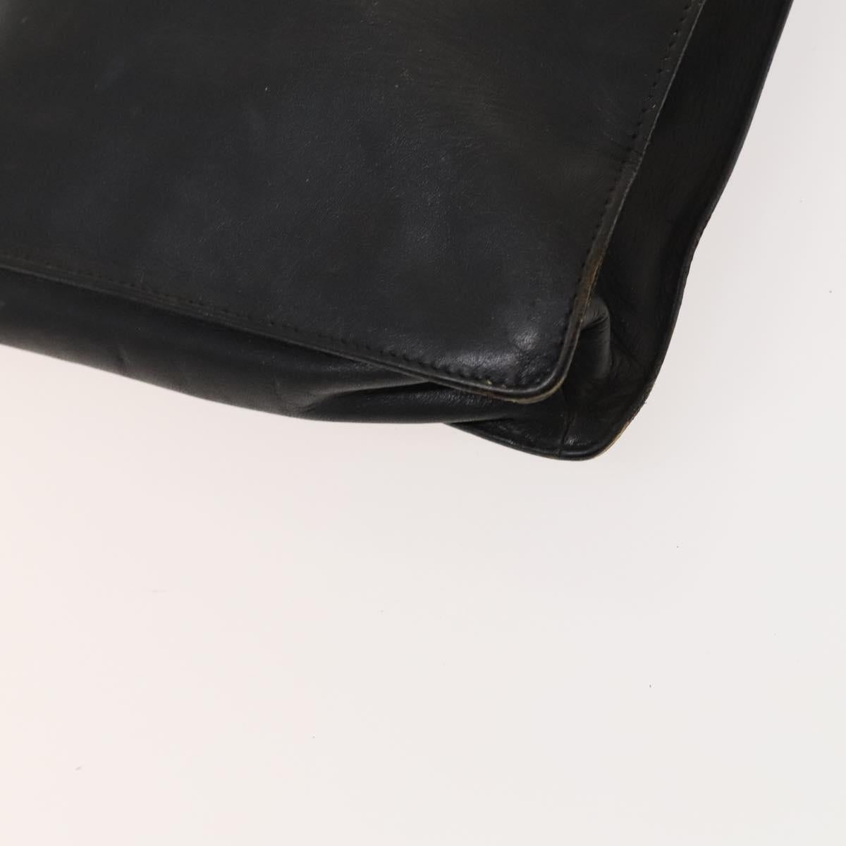 GUCCI Shoulder Bag Leather Black Gold Auth 124984