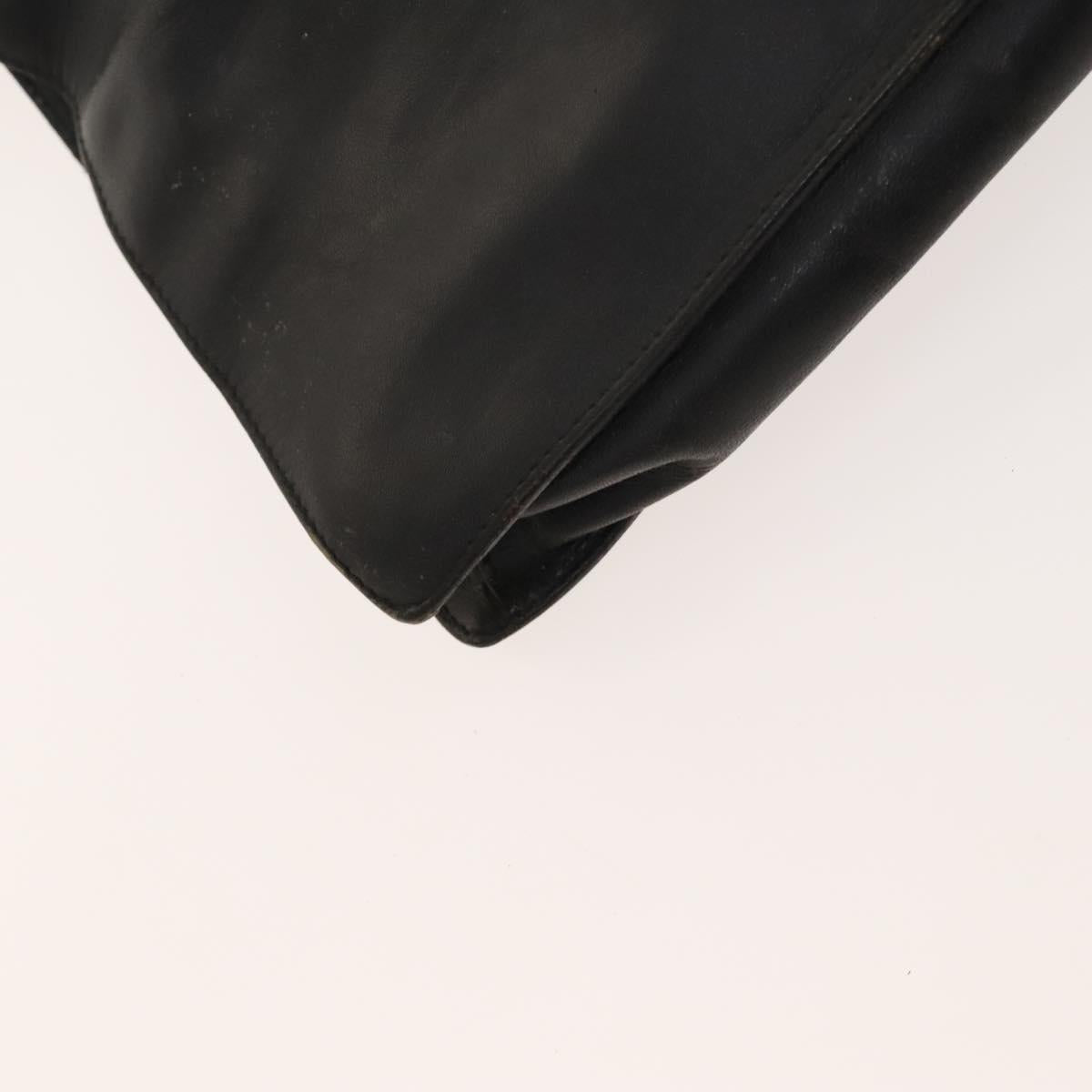 GUCCI Shoulder Bag Leather Black Gold Auth 124984