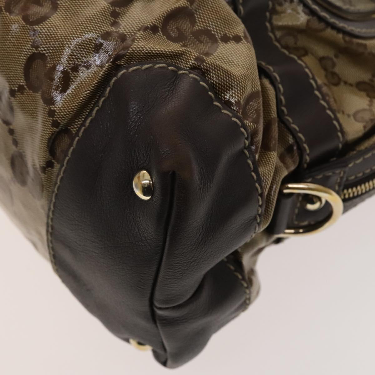 GUCCI GG Crystal Hand Bag Coated Canvas Brown Gold 223962 Auth 124985
