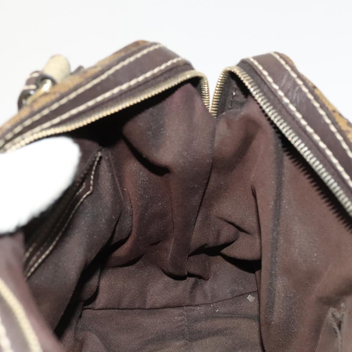 GUCCI GG Crystal Hand Bag Coated Canvas Brown Gold 223962 Auth 124985