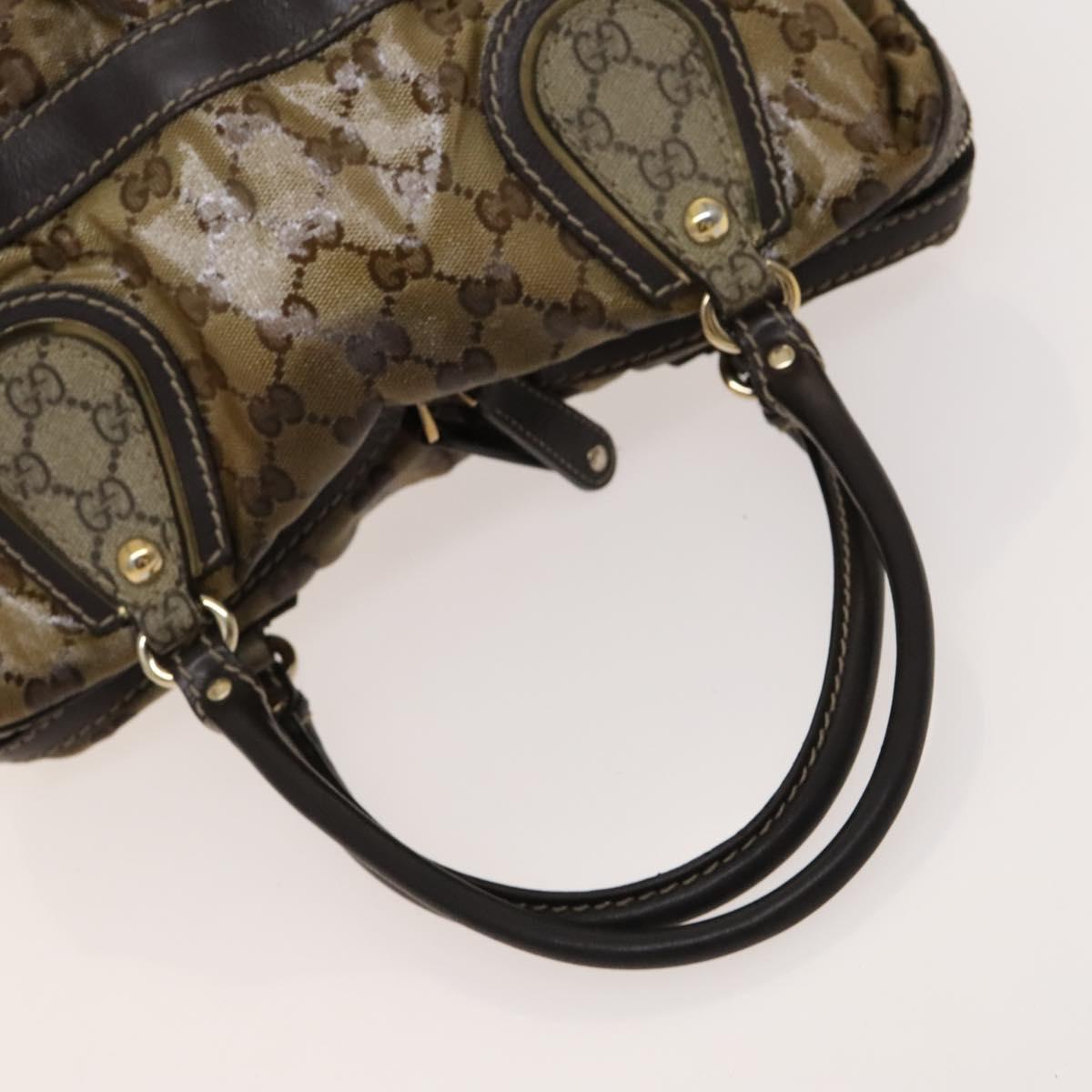 GUCCI GG Crystal Hand Bag Coated Canvas Brown Gold 223962 Auth 124985