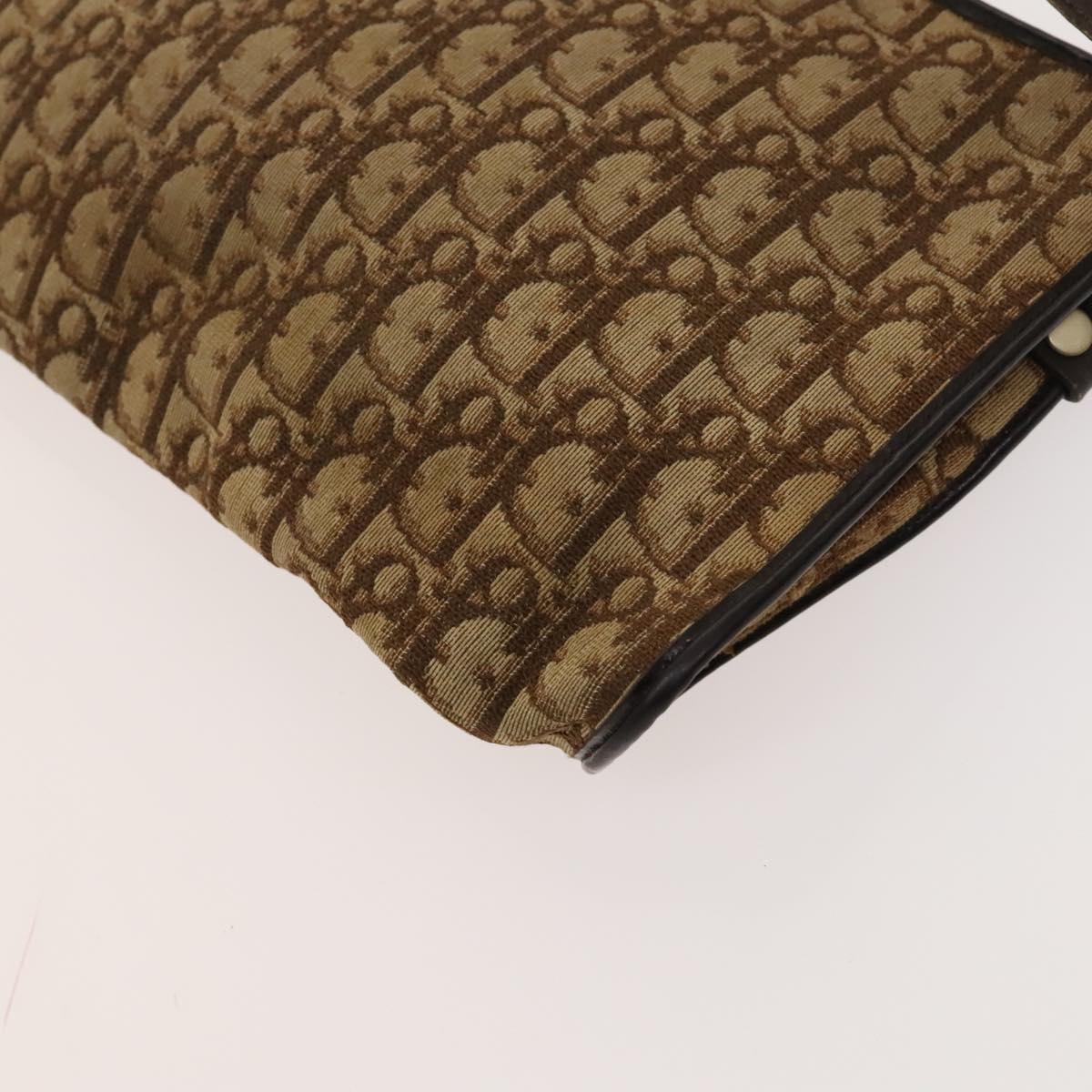 Christian Dior Trotter Canvas Shoulder Bag Brown Gold Auth 124990