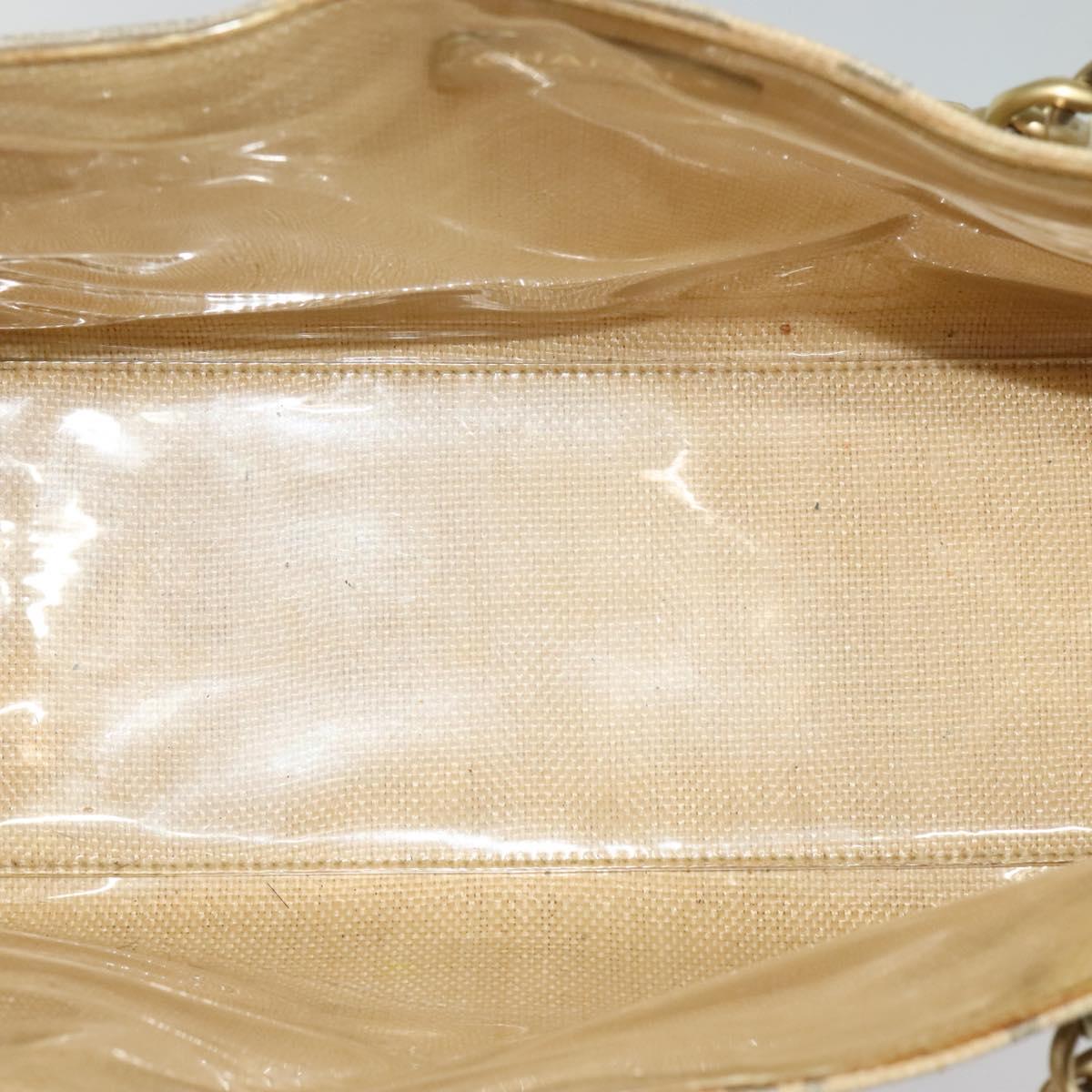 CHANEL Chain Tote Bag Straw Beige CC Auth 125000