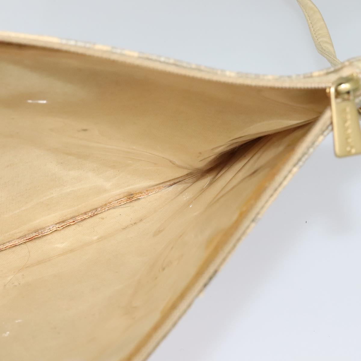 CHANEL Chain Tote Bag Straw Beige CC Auth 125000